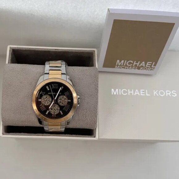 MICHAEL KORS MK7265 BLACK DIAL SILVER/GOLD STAINLESS BRACELET WOMENS WATCH main image 4